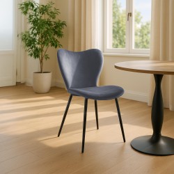 Silla de comedor Maika en terciopelo gris oscuro