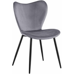 Silla de comedor Maika en terciopelo gris oscuro