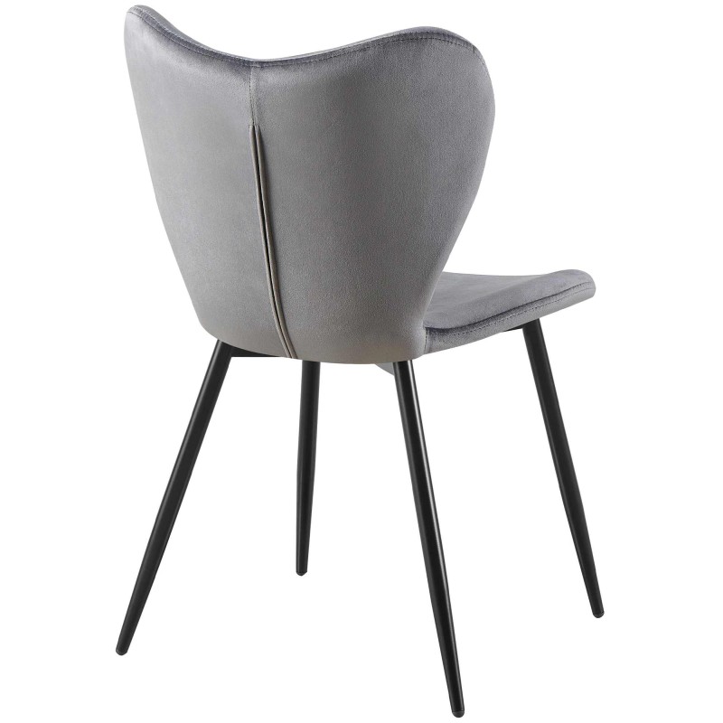 Silla de comedor Maika en terciopelo gris oscuro