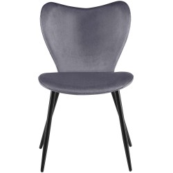 Silla de comedor Maika en terciopelo gris oscuro