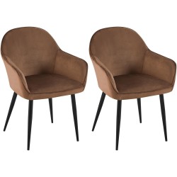 Juego de 2 sillas de comedor Boise en terciopelo marrón