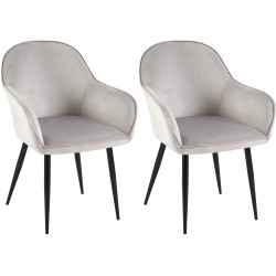 Juego de 2 sillas de comedor Boise en terciopelo gris