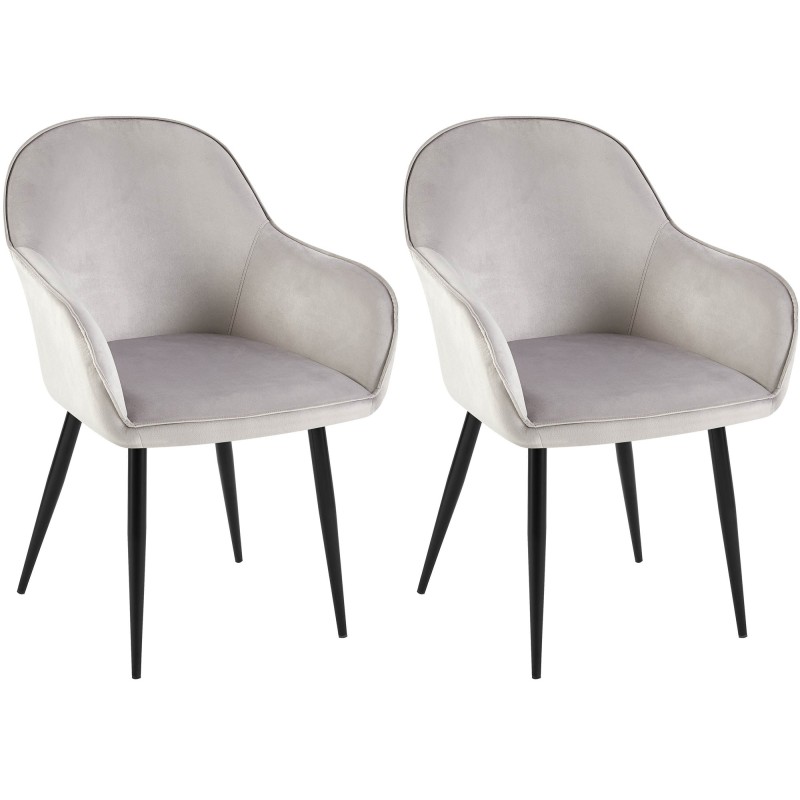 Juego de 2 sillas de comedor Boise en terciopelo gris