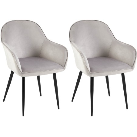 Juego de 2 sillas de comedor Boise en terciopelo gris