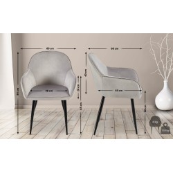 Juego de 2 sillas de comedor Boise en terciopelo gris
