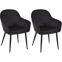 Juego de 2 sillas de comedor Boise en terciopelo negro