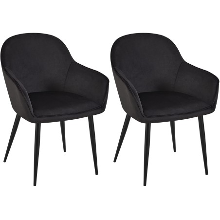 Juego de 2 sillas de comedor Boise en terciopelo negro