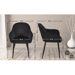 Juego de 2 sillas de comedor Boise en terciopelo negro