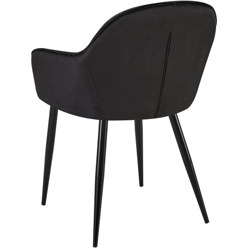 Juego de 2 sillas de comedor Boise en terciopelo negro