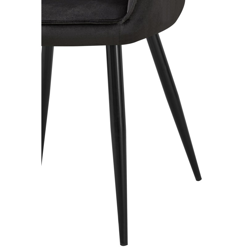 Juego de 2 sillas de comedor Boise en terciopelo negro