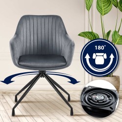 Silla de comedor Welby en terciopelo gris oscuro