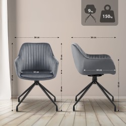 Silla de comedor Welby en terciopelo gris oscuro