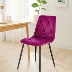 Juego de 2 sillas de comedor Clairton de terciopelo morado