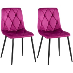 Juego de 2 sillas de comedor Clairton de terciopelo morado