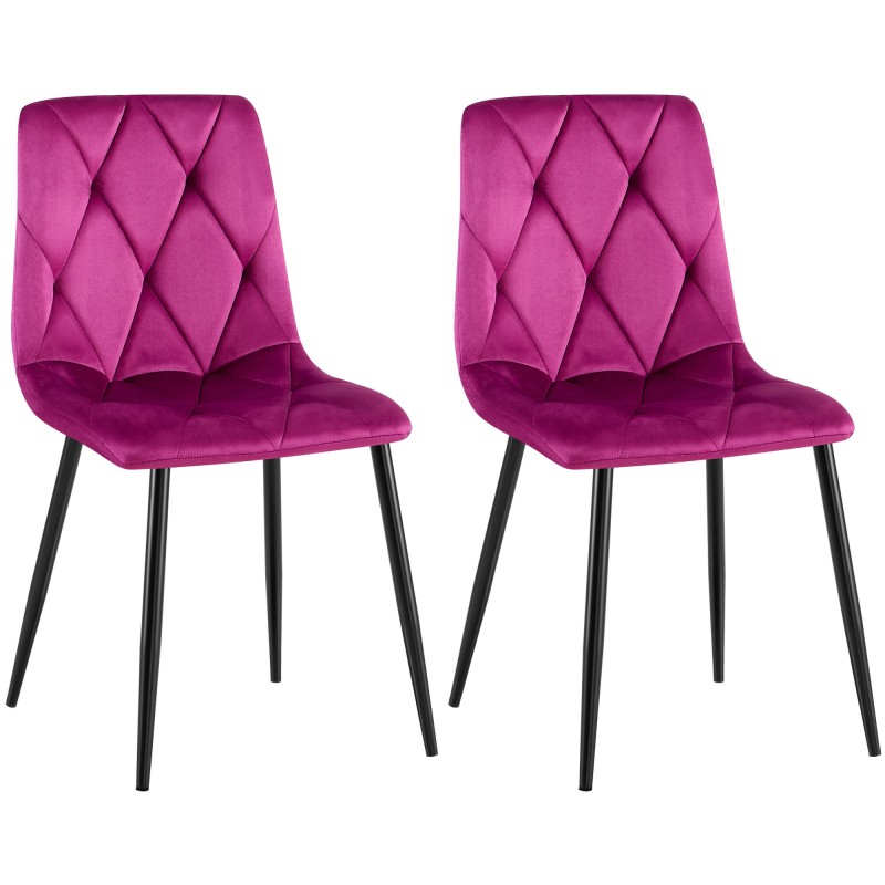 Juego de 2 sillas de comedor Clairton de terciopelo morado