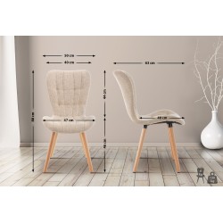 Conjunto de 2 sillas Elda en tela color crema
