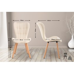 Conjunto de 2 sillas Elda, polipiel crema