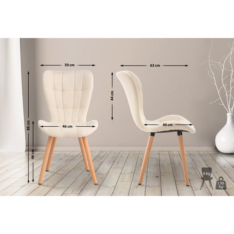 Conjunto de 2 sillas Elda, polipiel crema