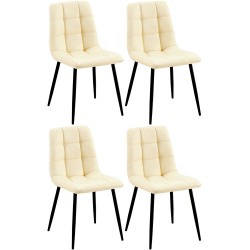 Juego de 4 sillas de comedor Antibes en piel sintética color crema