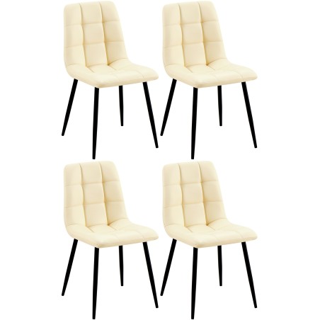 Juego de 4 sillas de comedor Antibes en piel sintética color crema