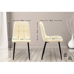 Juego de 4 sillas de comedor Antibes en piel sintética color crema