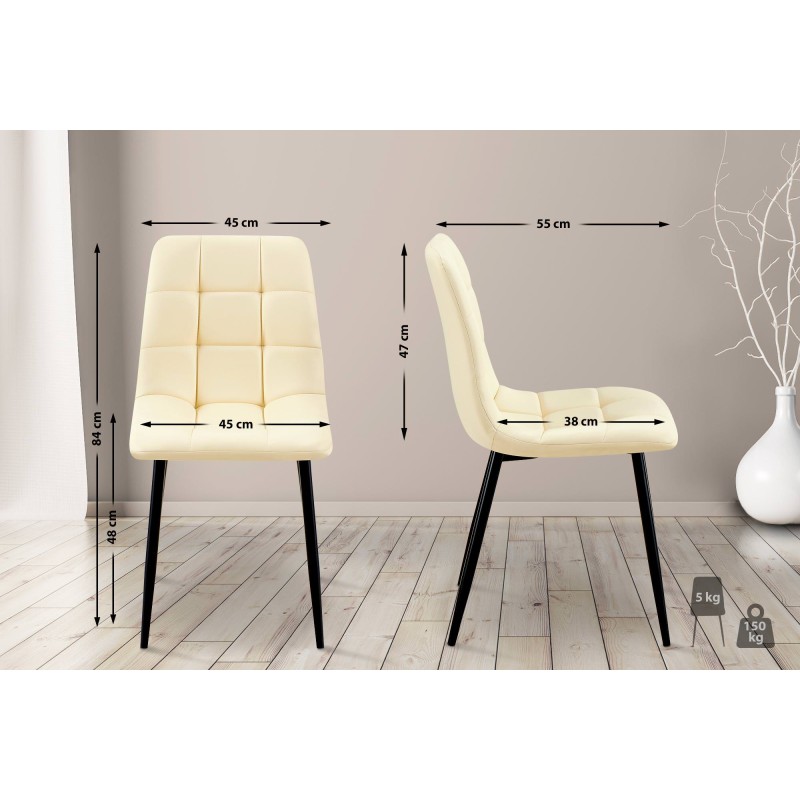 Juego de 4 sillas de comedor Antibes en piel sintética color crema