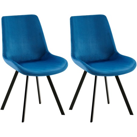 Juego de 2 sillas de comedor Lewes de terciopelo azul oscuro