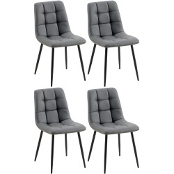 Juego de 4 sillas de comedor Antibes en piel sintética gris oscuro