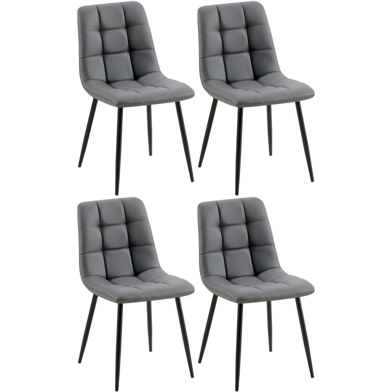 Juego de 4 sillas de comedor Antibes en piel sintética gris oscuro