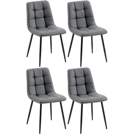 Juego de 4 sillas de comedor Antibes en piel sintética gris oscuro