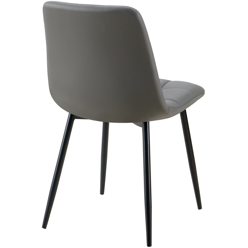 Juego de 4 sillas de comedor Antibes en piel sintética gris oscuro