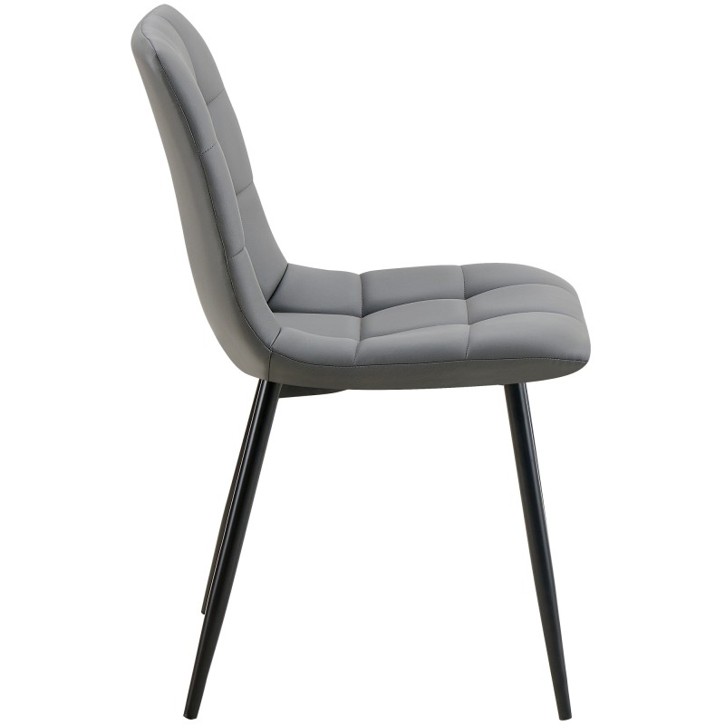 Juego de 4 sillas de comedor Antibes en piel sintética gris oscuro