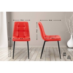 Juego de 4 sillas de comedor Antibes de piel sintética roja