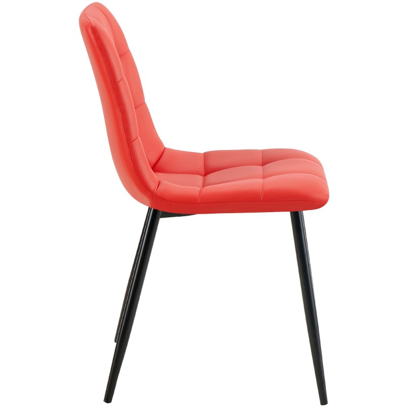 Juego de 4 sillas de comedor Antibes de piel sintética roja