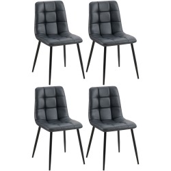 Juego de 4 sillas de comedor Antibes en piel sintética negra