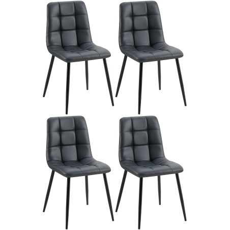 Juego de 4 sillas de comedor Antibes en piel sintética negra