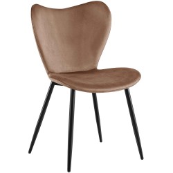 Silla de comedor Maika en terciopelo marrón