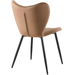Silla de comedor Maika en terciopelo marrón