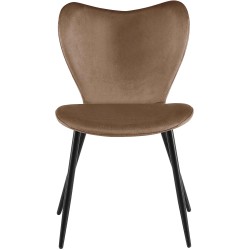 Silla de comedor Maika en terciopelo marrón