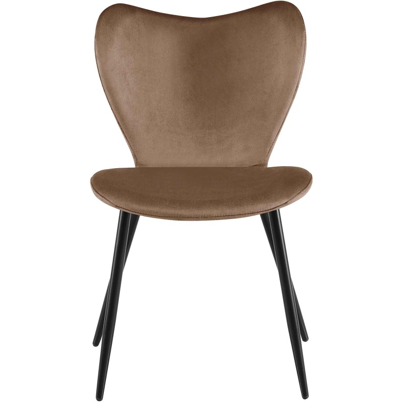 Silla de comedor Maika en terciopelo marrón