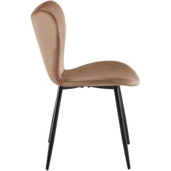 Silla de comedor Maika en terciopelo marrón