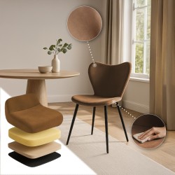 Silla de comedor Maika en terciopelo marrón