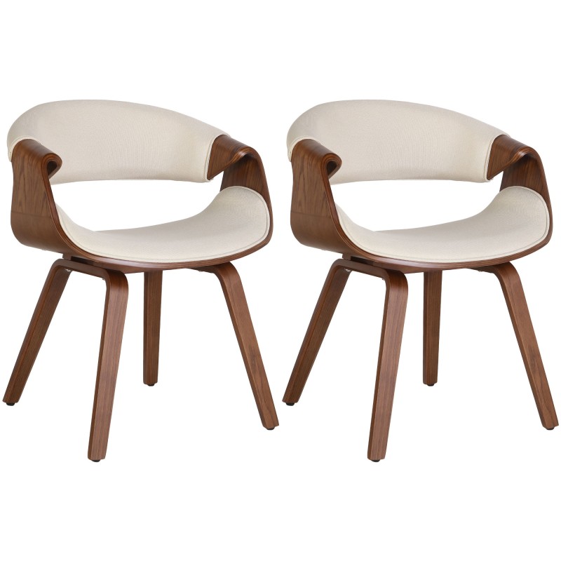 Juego de 2 sillas de comedor Foley de tela de roble/crema