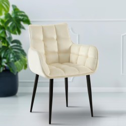 Silla Tirana de terciopelo crema