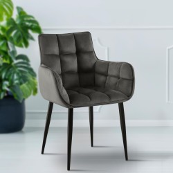 Silla Tirana en terciopelo antracita