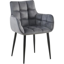 Silla Tirana en terciopelo gris oscuro