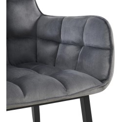 Silla Tirana en terciopelo gris oscuro