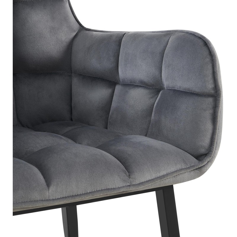 Silla Tirana en terciopelo gris oscuro