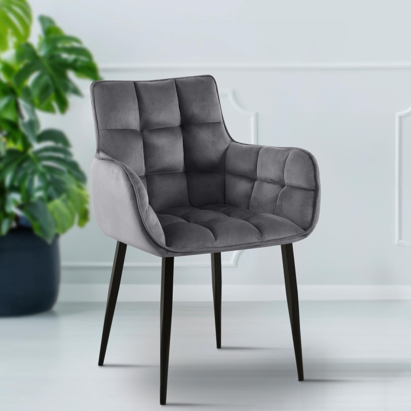 Silla Tirana en terciopelo gris oscuro