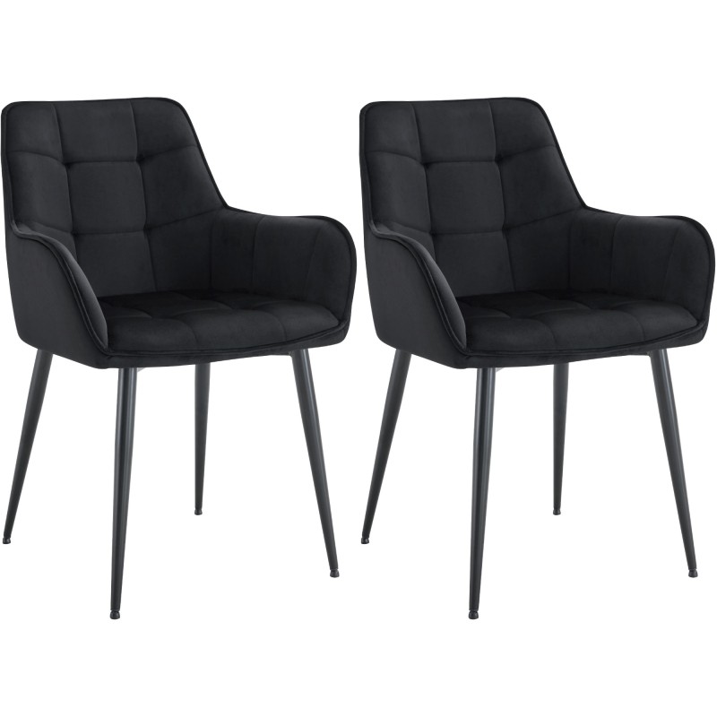Juego de 2 sillas de comedor Ferndale de terciopelo negro